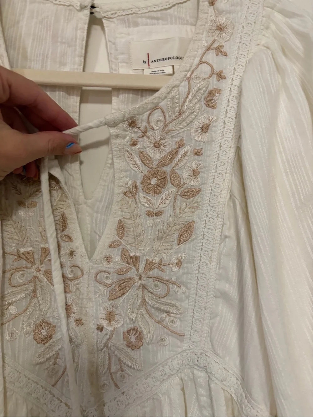 ☀️✌🏽🕊️Anthropologie Viveka Embroidered Bohemian Lace Mini Dress🕊️✌🏽☀️ - Picture 5 of 15